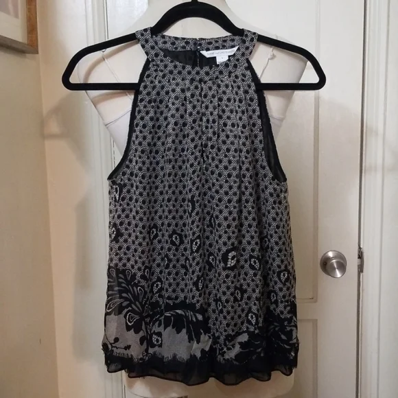 DIANE VON FURSTENBERG black toupe silk top - Picture 3 of 11